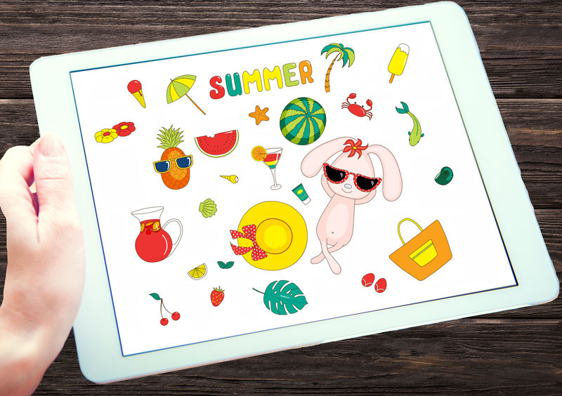 Sommer Sticker Urlaub für PDF Planer