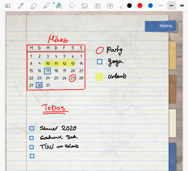 Mini-Kalender im digitalen Planer