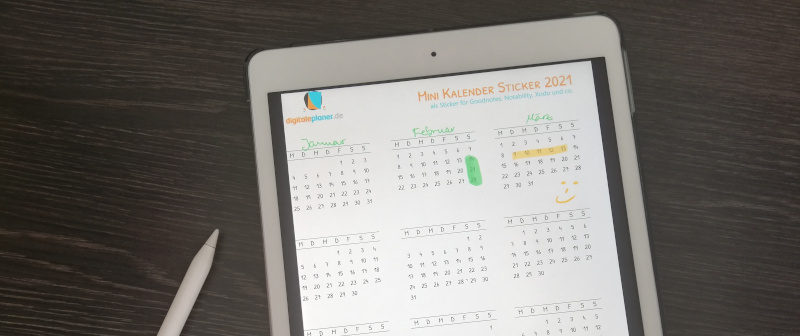 Kalender Sticker für digitalen Planer